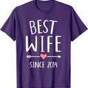 Best wife since 2014 for 11th wedding anniversary T-Shirt (L, Purple)