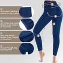 +MD Women's High Waist Yoga Panty Target Firm Control Shapewear Compression Slimming Leggings (Navyblue)