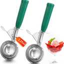 2 Pcs Release Cookie Scoops Ice Cream Scooper with Trigger Release Portion Scoop Stainless Steel for Portion Control, Baking Food, Cookie Dough, Cupcake Batter (3.25 oz,Green)