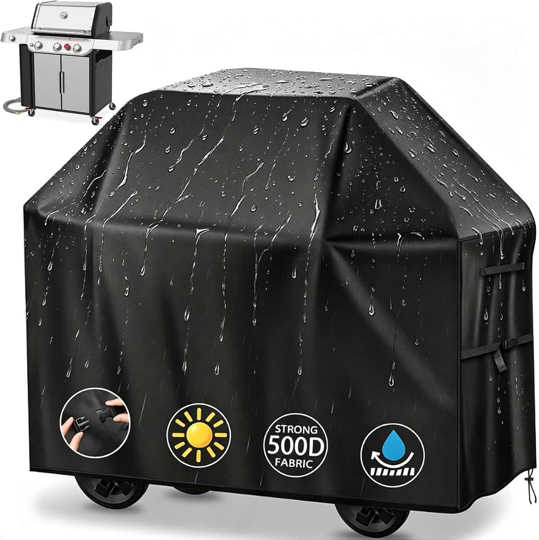 Grill Cover for Outdoor Grill, 58'' Grill Cover, 500D Heavy Duty Tear Resistant Grill Covers, Waterproof Windproof with Buckle BBQ Cover for Weber Genesis Blackstone Charbroil and More
