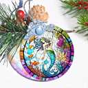 2 x Mermaid Stained Glass Ornament - Christmas Tree Decor, Mermaid Gifts & Holiday Xmas Gifts Ideas