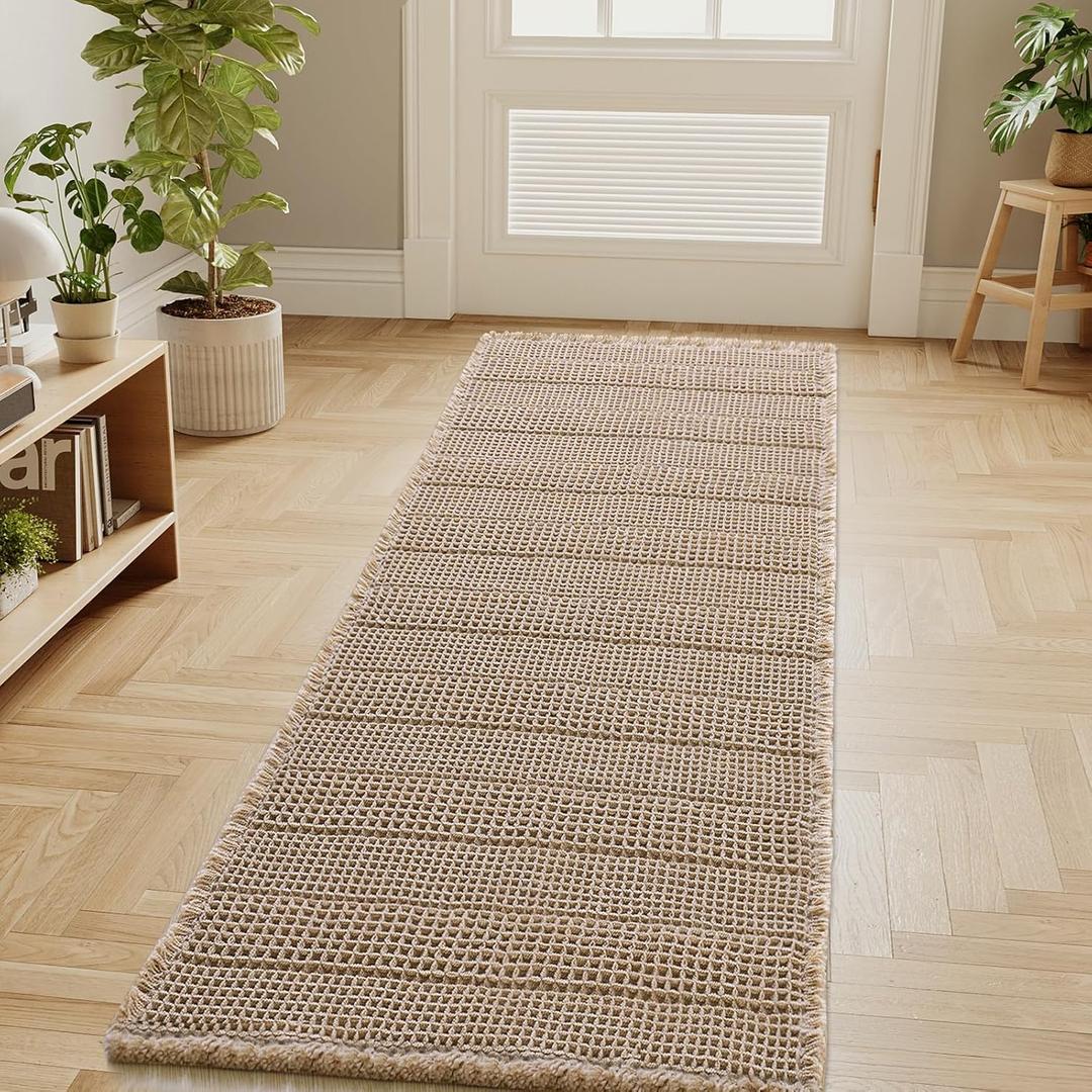 H.VERSAILTEX Waffle Bath Mat Super Absorbent Bathroom Mats Non Slip Bath Rugs Machine Washable Dry Fast Bathroom Rugs for Beside Tub, 24" x 60", Irish Cream