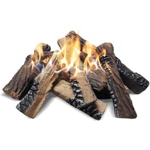 Skypatio 10-Piece Gas Fireplace Logs Set, Heat Resistant Realistic Ceramic Wood Logs for Indoor or Outdoor Fireplace, Fire Pit Decor, Lightweight & Portable