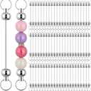 100pcs Blank Beadable Keychain Bars, Metal DIY Focal Bead Key Chain Bar Charms Making Supplies Beadable Keychain Bars Accessories for Women Man Pendant DIY Crafts Jewelry Making, Easy to Detachable