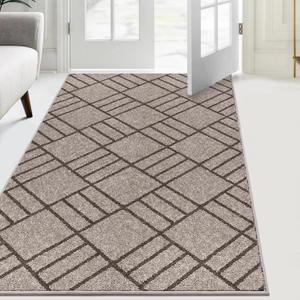Non Slip Entryway Rug 34" x 60", Dirt Trapper Door Mat, Inside Washable Runner Rug for Kitchen, Bathroom, Bedroom, Floor, Hallway (2'10" x 5' (Rectangular), Beige)