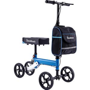 BlessReach Knee Scooter Steerable Knee Walker Deluxe Medical Scooter for Foot Injuries Adult Compact Crutches,Supports Up to 300 lbsBlue