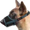 HEELE Dog Muzzle,Soft Nylon Muzzle Anti Biting Barking Chewing,Air Mesh Breathable Drinkable Adjustable Loop Pets Muzzle (Blackish Green,Large)