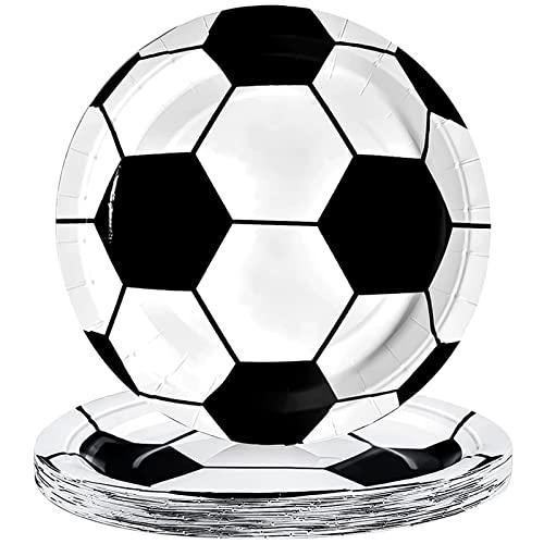 Poqirzan 50PCS Soccer Party Plates Soccer Birthday Party Supplies Soccer Paper Plates Disposable Dinner Plate Paper Food Trays Tableware Soccer Theme Party Supplies for Chips Salad Bread Plates 9 Inch