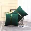 Dark Green Pillow Covers 20x20 Pack of 2 with Gold Leather Soft Velvet Throw Pillow Covers Decorative Couch Pillowcase Luxury Modern Pillow Cover Spring Summer Home Decor for Sofa Bed