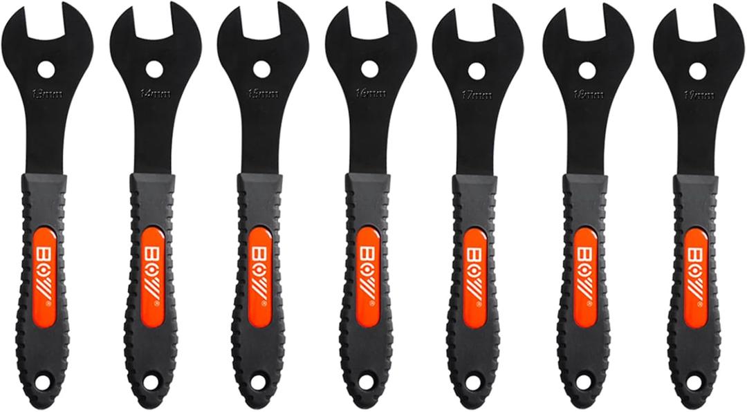 Bicycle Cone Wrench Set Tool (13, 14, 15, 16, 17, 18, 19mm), Bike Cone Spanner Set, Wheel Hub Axle Nut Install Remover (13-14-15-16-17-18-19mm)