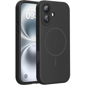 Miracase Magnetic for iPhone 16 Plus Case, [Soft Anti-Scratch Microfiber Lining], Magnetic for MagSafe, Liquid Silicone Shockproof Drop Protection Phone Case for 16 Plus,Black