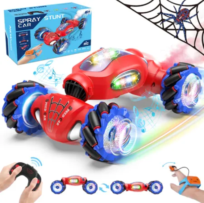 RC Stunt Cars, Gesture Sensor Stunt Remote Control Car Toys for Kids Age 6 7 8 9 10 11 12+ Years Old, 2.4GHz 4WD RC 360° Flips Off Road Vehicle Toys with Lights Music, Gifts for Boys Girls