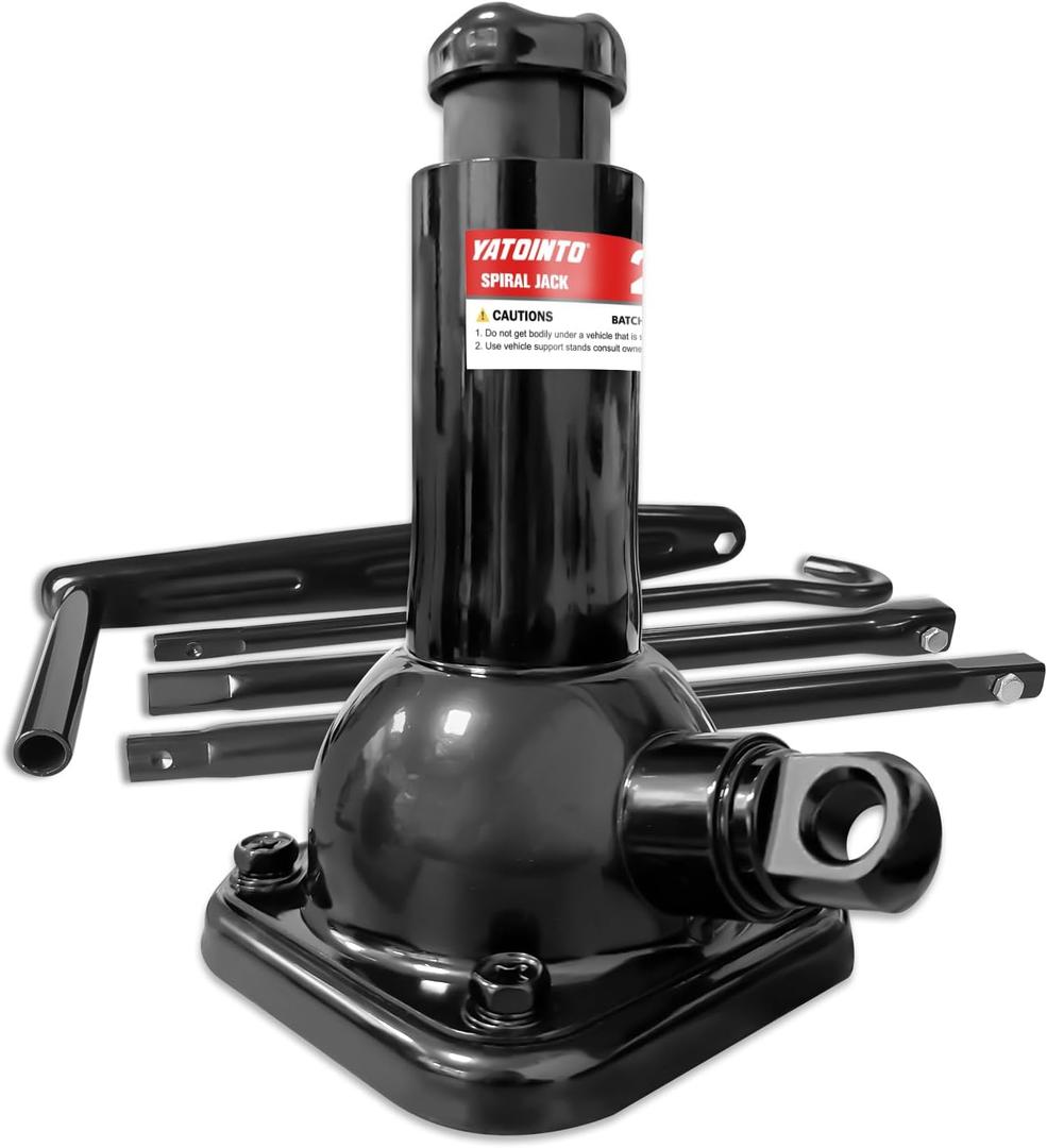 2 Ton Spiral Car Jack with Telescoping Handle - Swivel Top Mechanical Bottle Jack, 7.08"-15.35" Lift, Compact Fit for Toyota/Chevy Trucks