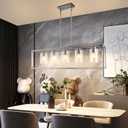 Chandeliers for Dining Room, 5 Light Dining Room Light Fixture Modern Metal Industrial Kitchen Lighting Fixtures Ceiling Easy Installation Kalium Pendant Lights for Bar Restaurant-E26 Socket,Sliver