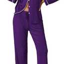 Ekouaer Pajamas Women's Long Sleeve Sleepwear Soft Button Down Loungewear Pjs Lounge Set Nightwear (Medium, Purple)