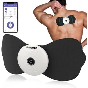 Wireless TENS & EMS Unit Back Pain Relief Massager - APP Controlled Bluetooth EMS Muscle Stimulator Machine for Back Shoulder Leg Neck Pain Relief (Black)