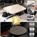 360 Rotating Wood Car Tray & Desk for Laptop - Steering Wheel Cup Holder Table, Car Accessories for Women & Men, Compatible with Tesla Model Y/3/S, Ford F150/Explorer/Maverick & Most Vehicles
