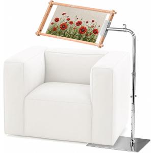 Rotating Adjustable Embroidery Floor Rack with Side Clamp, Metal Needlepoint Support Compatible with Lowery, Fits Q-Snap Frames & 20 Inch Scroll Rods