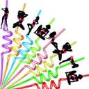 24PCS Bachelorette Theme Straws Bachelor Dancer Crazy Straws Reusable Fun Drinking Twisty Straw for Bachelor Party Adults Party Favors Decoration with 2 PCS Cleaning Brushes(Bachelorette Party Dancer)