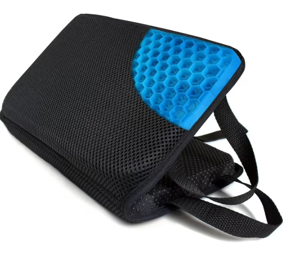 Travel Seat Cushion for Long Sitting, Portable Gel Seat Cushion for Airpline, Truck, Stadium, Office,Wheelchair, Cooling Gel Seat Cushion for Tailbone Pressure Sciatica Pain Relief(Black)