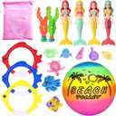 18 Pcs Diving Pool Toys for Kids Ages 3-12 Set with Storage Bag,Pool Games Summer Swim Water Sinking Mermaid Toys