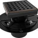 WEBANG 4 Inch Square Shower Drain Bronze Floor Drain with Flange Square Holes Pattern Cover Grate Removable SUS304 Stainless Steel Watermark&CUPC Certified Oil Rubbed Bronze