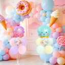 Ice Cream Party Balloons Stand for Table 2 Sets with 2 Ice Cream Foil Balloons 14 Pastel Latex Balloons for Sweet One Birthday Girl Baby Shower Party Decorations