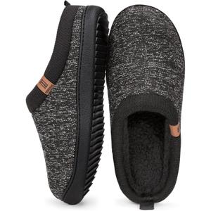 MERRIMAC Men's Slip on Slippers Comfy Memory Foam Non Slip Indoor House Shoes (12-13, Black)