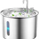 oneisall Stainless Steel Cat Water Fountain, 2L Water Fountains for Cats Indoor with Quiet Pump and 3 Replacement Filters, Pet Water Fountain Faucet Spout Design Cat Fountain Drinking Inside, PWF 001