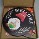 Quonclay Interchangeable Wooden Gnome Decor Holiday Seasonal Gnome Decorations with Magnet Pieces and Detachable Hats Changeable Welcome Sign for Home(Black Style)