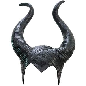 Uranshin Halloween Maleficent Horns Maleficent Costume, Black Long Women Horns Queen Hat, Deluxe Magic Witch Headpiece Headdress for Women Adults