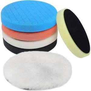 IPELY 6 Pcs 5 Inch Buffing Pads, Polishing Pads 5.5 Inch 140 mm Face for 5 Inch 125mm Base Plate Compounds, Buffer Pads for Polishing and Waxing