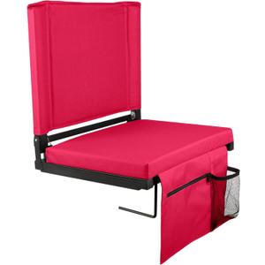 Home-Complete Bleacher Seat - Stadium Seat Cushion with Pocket and Cupholder - Wide Sports Chair - Stadium Seats with Back Support (Maroon)