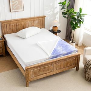 Memory Foam Mattress Topper 3 Inch Twin ZEOSLEEP Gel Ventilated Design Pressure Relieve Mattress Pad Soft Breathable Bed Topper, CertiPURUS Certified, Twin Size