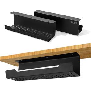 VIDOR Under Desk Cable Management Tray 2-Pack, 17" Cord Organizer, No Drill Alloy Steel, Perfect for Standing Desk and Office Home Wire Management