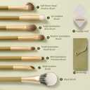 9 pcs Makeup Brush set, Suitable for Travel or Business Trips, Takes up Almost No Space, Includes Packaging Box to Avoid Dirtying the Bag (Green)