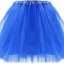5Pcs/Set Women Tutu Costume Accessories Set 4 Layered Tulle Tutu Skirt Bow Headband Sets for Women Party Supplies (Dark Blue)