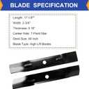 (3 Pack) Replacement Lawn Mower High Lift Blades for John Deere GY20852 GX21784 AM141035 AM137757, Fits LA140 LA145 LA165 D140 for 48 Deck Mower