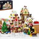 JAKI Christmas Gingerbread House Factory Building Set, 2025 Christmas Village Building Block Toy with Rotating Xmas Tree,Conveyor Belt & Candy House Gift for Adults Boys Girls 12+ (1840 PCS)