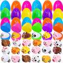 euoloar 24 PCS Prefilled Easter Eggs With Animal Pull Back Car, Filled Easter Eggs for Easter Hunt Game Basket Fillers Kids Party Favors