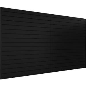 Neoaider Slatwall Panel 8 FT x 4 FT, Interlocking Slat Wall Paneling, Wall Mounted PVC Wallpanel, Suitable for Garage Storage and Organizer, Slatwall Board, Shelves - Black