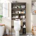 Over The Toilet Storage Cabinet with Transparent Door, Toilet Paper Storage Cabinet with Multi Layer Shelves Suitable for Bathroom, Laundry Room, Freestanding Bathroom Storage Rack,Grey
