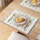 Boho Placemats Set of 4 for Dining Table Decor, Woven Cloth Place Mats for Farmhouse Rustic Kitche Home Decor, Cotton Placemats 13 x 19 Inch, Green and Beige Table mats