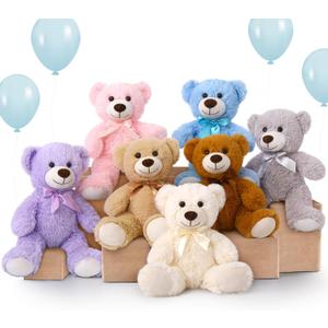 MorisMos Bulk Teddy Bear Stuffed Animals Plush Toys for Kids, 14 inch Teddy Bear for Baby Shower Centerpiece Decorations, 7-Pack Small Stuffed Animal Wholesale Gifts for Birthday Christmas Valentines