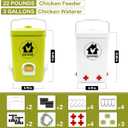 Chicken Feeder and Waterer Set,3 Gallon Automatic Chicken Feeder No Waste,Hanging Poultry Waterer Feeder Kit with Chicken Waterer Nipples and Feeding Ports,Chicken Coop Accessories