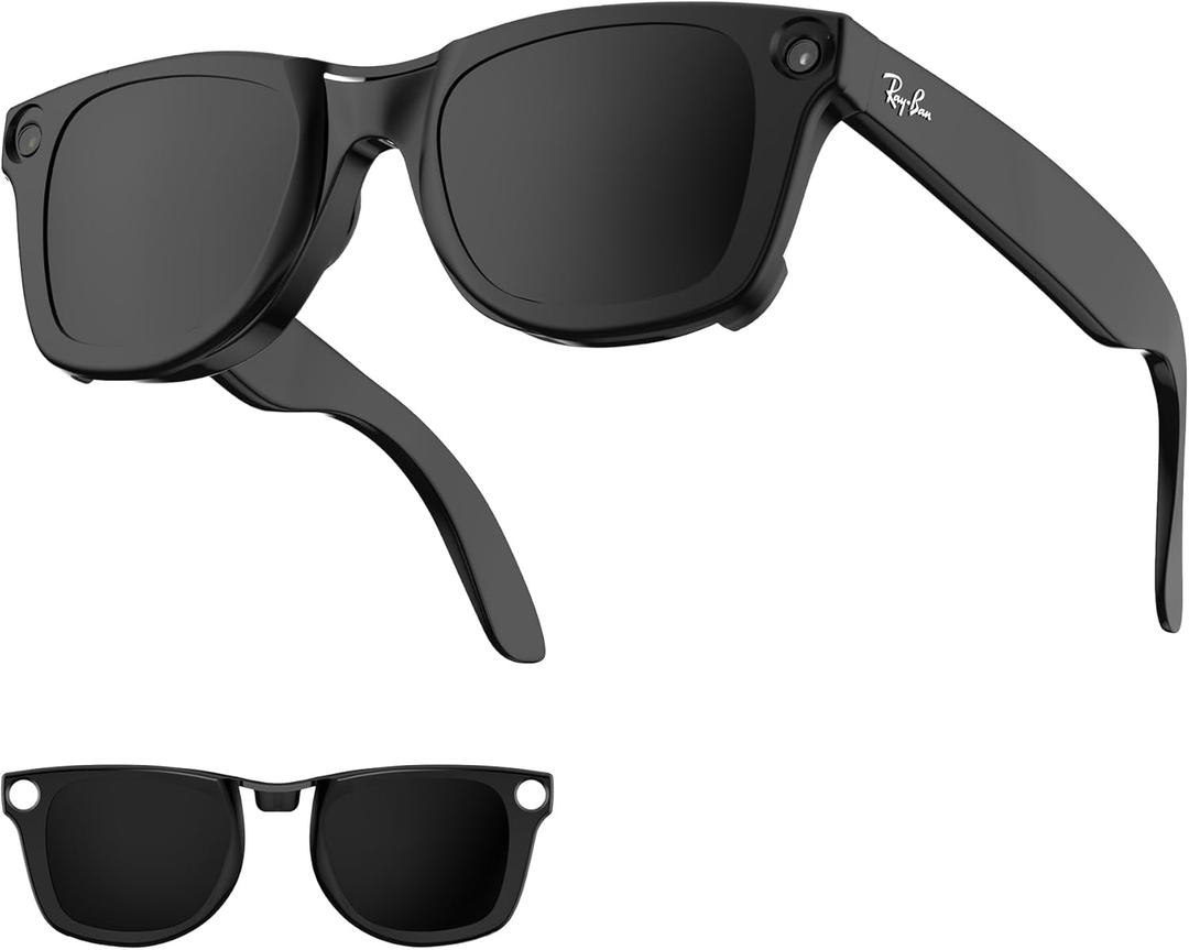 HIBLOKS Polarized Clip-ons for Ray-Ban Meta Wayfarer (RW4008 & RW4012 Large 53-22), Discoloration Clips Compatible with Ray-Ban Meta Wayfarer Gen 2 Protect Your Eyes, Cool and Fashion (Large, Black)