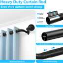Curtain Rods for Windows 48 to 84 inch, 1inch Decorative Blackout Wrap Around Curtain Rod Set,Matte Black Splicing Heavy Duty Metal Curtain Rod with Brackets (37"-98"-1Pack)
