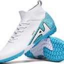Soccer Cleats for Mens Womens Indoor Soccer Shoes Unisex Baseball Turf Shoes Youth Rugby Shoes Adult AG FG TF Football Boots Wide Training Sneaker (10 Women/8.5 Men, 2309 Tf White)