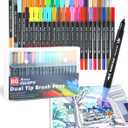 AEDAGA 80 Colors Dual Tip Brush Pens, Fine Felt Tip and Brush Tips Colored Pens for Adults, Coloring Markers for Coloring Book Bullet Journaling Note Taking Hand Lettering