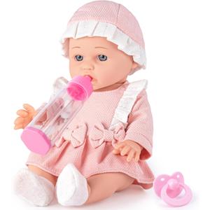 12" Baby Doll Gift Set, Realistic Baby Doll with Accessories - Feeding Bottle Hat Blanket Clothes Real Life Dolls for Toddler Girls 3+ Pretend Play